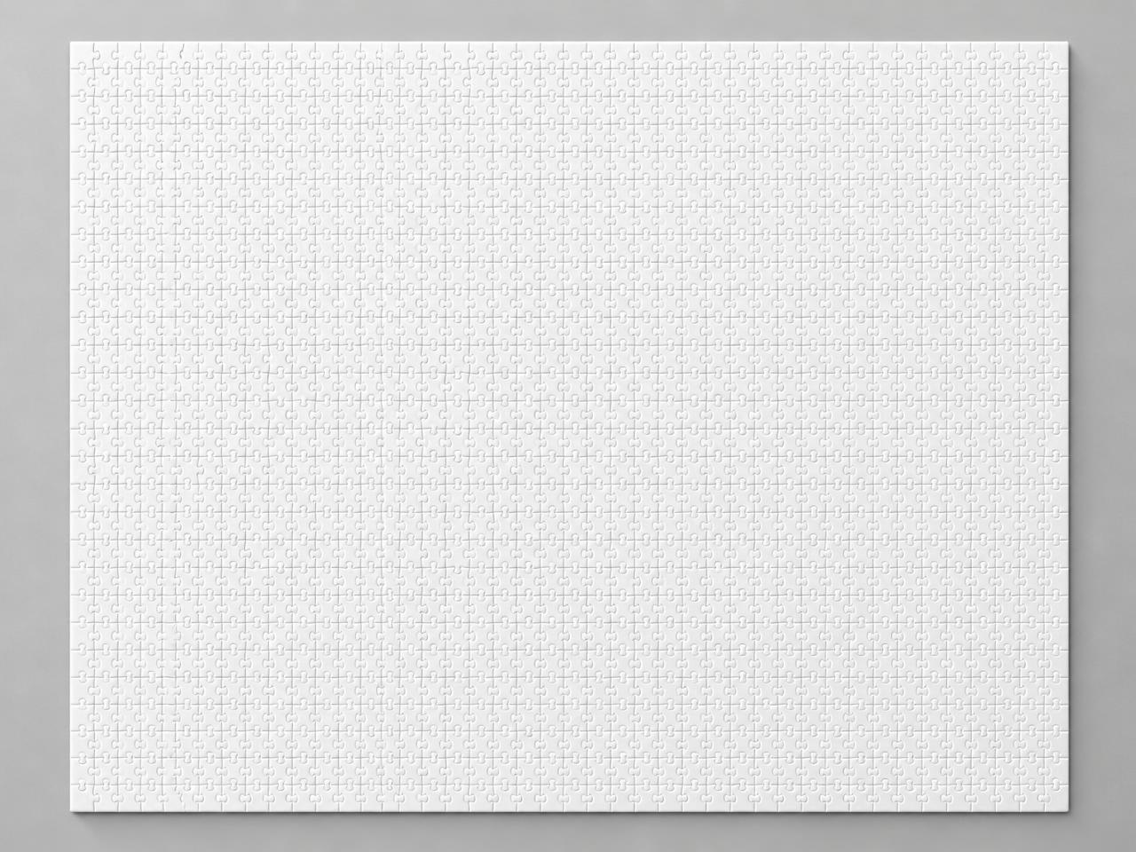Blank white rectangular jigsaw puzzle before printing